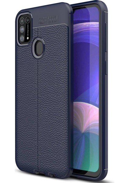 Samsung Galaxy M31 Kılıf Focus Derili Silikon - Lacivert