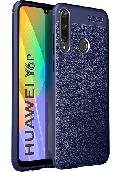 Huawei Y6P Kılıf Focus Derili Silikon - Lacivert