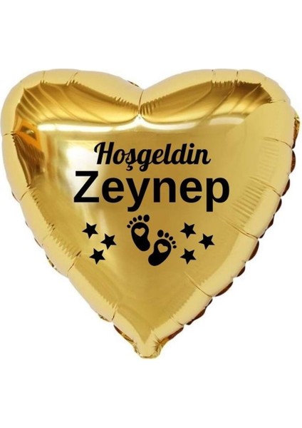 18 inç Gold Renk Kişiye Özel Happy Birthday Yazılı Yıldız-Taç Figürlü Kalp Folyo Balon