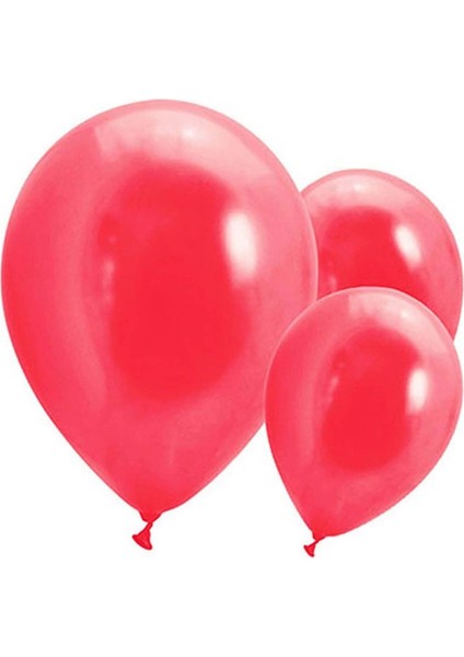 12 inç Kırmızı renk 25 li Metalik Dekorasyon Balonu