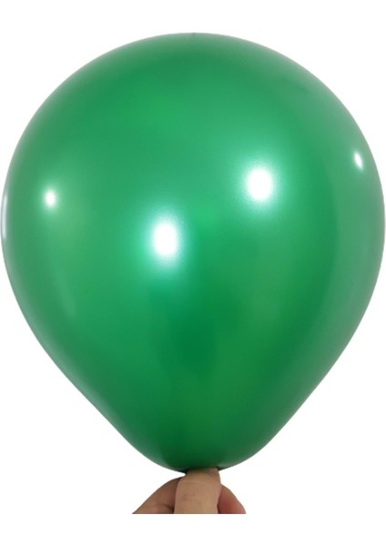 12 inç Yeşil renk 10 lu Metalik Dekorasyon Balonu
