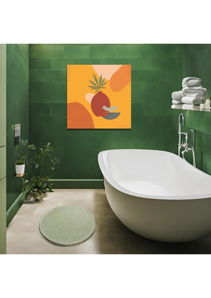 Tekli Kare Kanvas Banyo Tablosu Sarı Renkli Şekiller