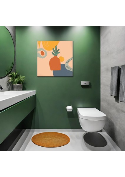 Tekli Kare Kanvas Banyo Tablosu Asimetrik Renkli Şekiller