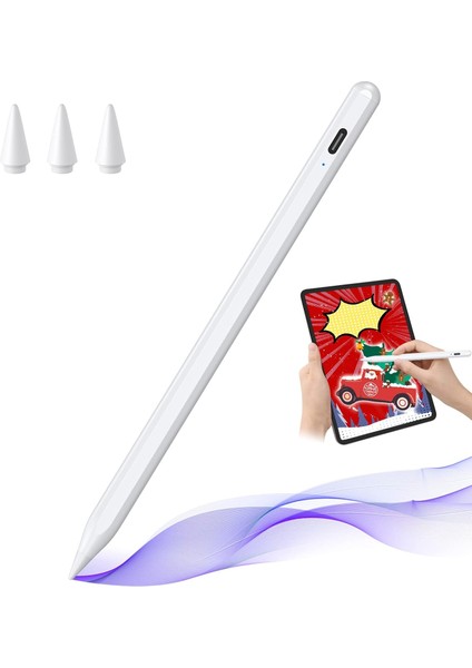 Ipad Avuç Içi Redli Yükseltilmiş Eğim Hassasiyetli Dokunmatik Yazı Kalemi(3 Ad Yedek Uç)
