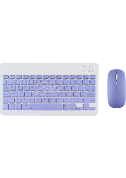 Wenn Tab Pro 10 10.1" Uyumlu Kablosuz Bluetooth Şarj Edilebilir Mini Q Klavye Mouse Seti - Mor