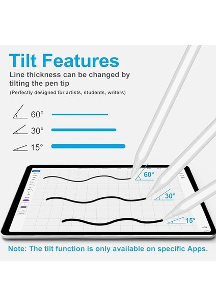Ipad 9. Nesil 10.2 Sensitivity Stylus Kapasitif Tasarım Çizim Tablet Kalemi(3 Ad Yedek Uç)