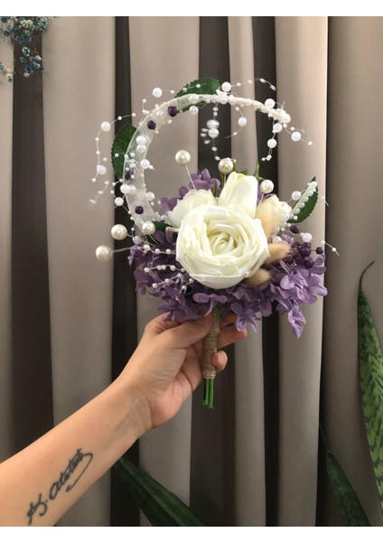 Purple Moon Gelin Buketi ve Damat Yaka Çiçeği (Düğün, Nişan, Kına, El Buketi, Gelin Çiçeği, Damat) fiyatları