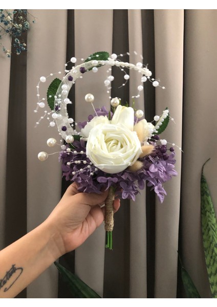Purple Moon Gelin Buketi ve Damat Yaka Çiçeği (Düğün, Nişan, Kına, El Buketi, Gelin Çiçeği, Damat) modelleri