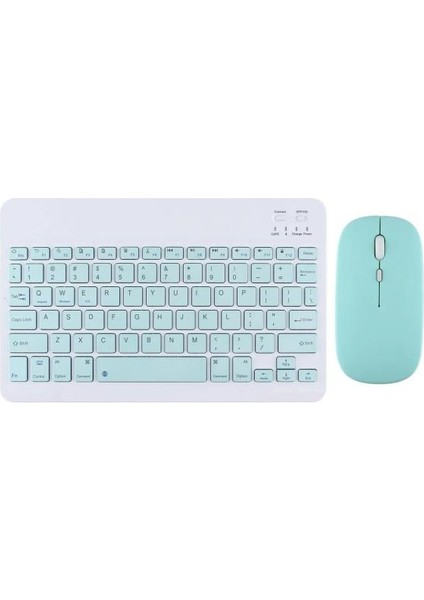 Wenn Tab Pro 10 10.1" Uyumlu Kablosuz Bluetooth Şarj Edilebilir Mini Q Klavye Mouse Seti - Mavi