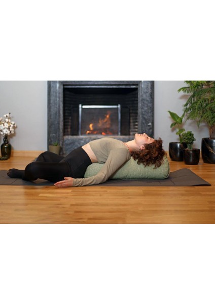 Yuj Om Yoga, Lüks Dayanıklı Organik Pamuk Dolgulu Yeşil Düz Yoga Bolster: Ergonomik Tasarım ve Yıkanabilir Kılıf ile Konforlu Yoga Destek Minderi