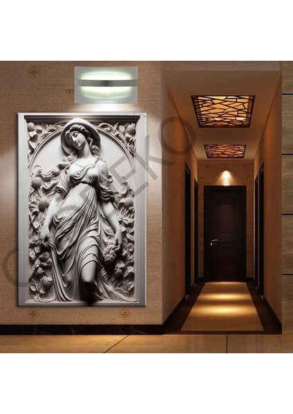 Taş Görünümlü Şapkalı Kadın Dekoratif Kanvas Tablo DKMR413