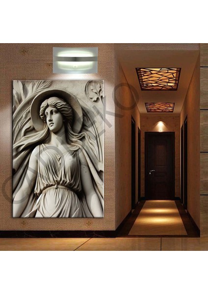 Taş Görünümlü Şapkalı Kadın Dekoratif Kanvas Tablo DKMR410