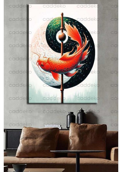 Ying Yang ve Balık Feng Shui Kanvas Tablo FNGS19