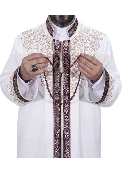 Şehzade Nakışlı Imam Cübbesi Krem Lüks