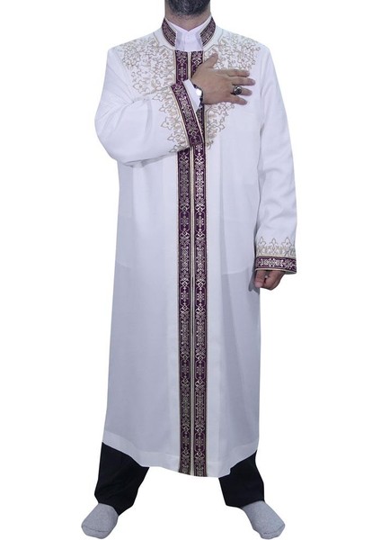 Şehzade Nakışlı Imam Cübbesi Krem Lüks modelleri