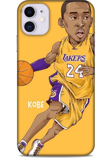 Apple iPhone 11 Kılıf Basketbolcular 10 Laker 24 Mor Sarı Full Hd Kılıf