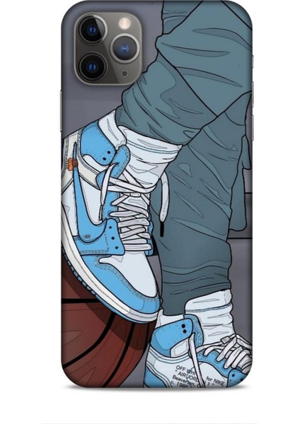 Apple iPhone 11 Pro Max Kılıf Basketbolcular 3 Ayakkabı Mavi Arka Kapak
