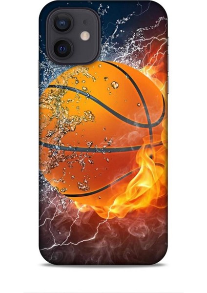 Apple iPhone 12 Kılıf Basketbolcular 30 Basketbol Topu Kenarları Şeffaf Kapak
