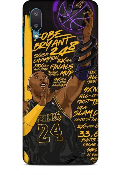 Samsung Galaxy M02 Kılıf Basketbolcular 7 Kobe 24 Siyah Sarı Desenli Kılıf