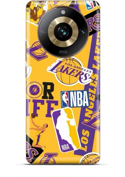 Realme 11 Pro Plus Kılıf Basketbolcular 11 Sarı Mor Los Angeles 4K Baskılı Kılıf