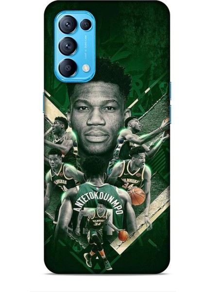 Oppo Reno 5 Kılıf Basketbolcular 15 Antetokounmpo Kalın Silikon