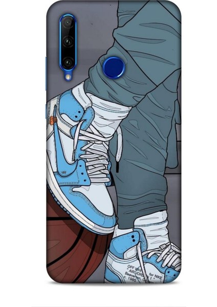 Honor 20 Lite Kılıf Basketbolcular 3 Ayakkabı Mavi Arka Kapak