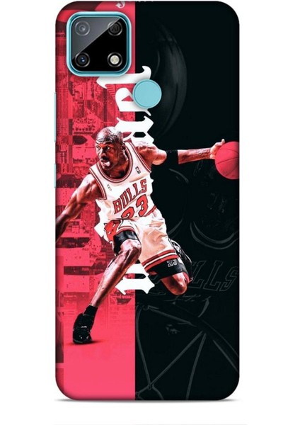 Realme C25 Kılıf Basketbolcular 5 Jordan Bulls Beyaz Koruma Kılıfı