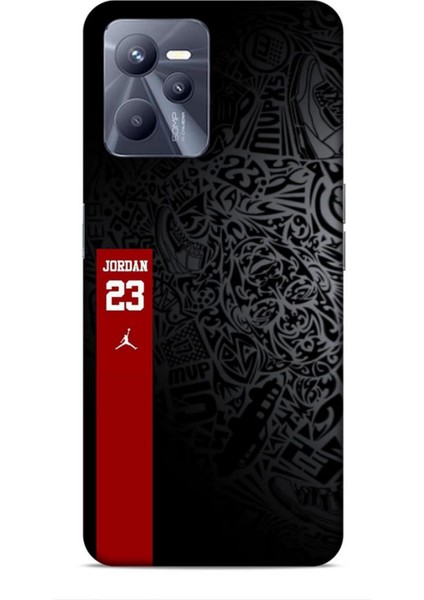 Realme C35 Kılıf Basketbolcular 4 Jordan 23 Siyah Kırmızı Silikon Kılıf