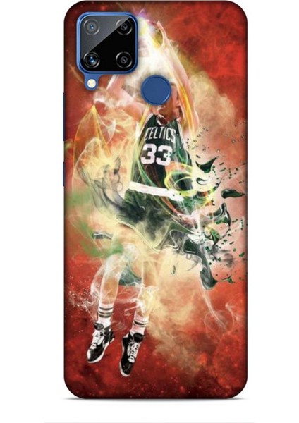 Realme C15 Kılıf Basketbolcular 29 Larry Joe Bird Turuncu Leke Tutmaz Kapak