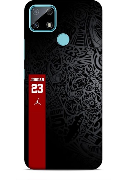 Realme C25 Kılıf Basketbolcular 4 Jordan 23 Siyah Kırmızı Silikon Kılıf