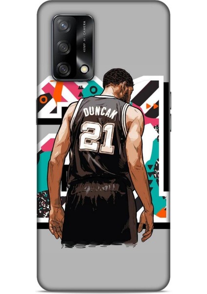 Oppo A74 Kılıf Basketbolcular 27 Duncan 21 Gri Lazer Kesim Silikon