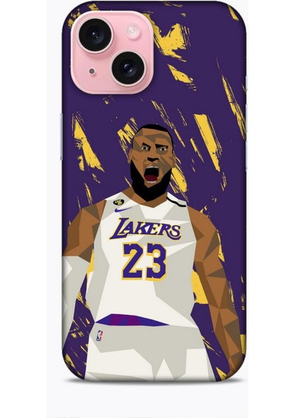 Apple iPhone 15 Kılıf Basketbolcular 18 Lebron James Nba Parlak Kılıf