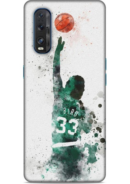 Oppo Find X2 Kılıf Basketbolcular 28 Bird 33 Beyaz Yeşil Iz Bırakmayan Kılıf