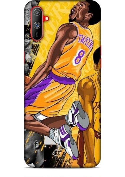 Realme C3 Kılıf Basketbolcular 8 Bryant 8 Sarı Baskılı Kılıf