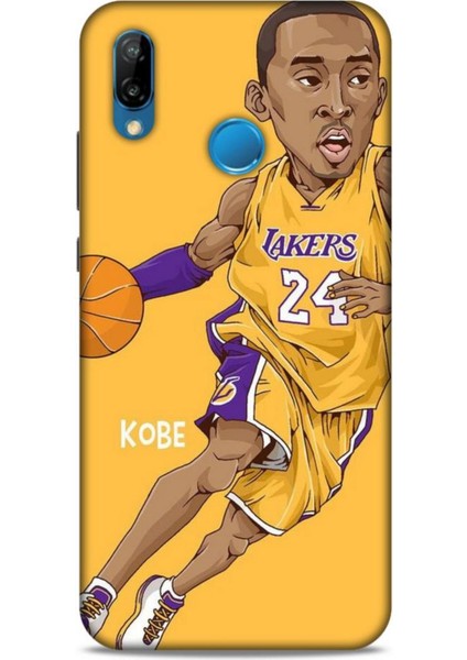 Huawei P20 Lite Kılıf Basketbolcular 10 Laker 24 Mor Sarı Full Hd Kılıf