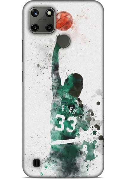 Realme C25Y Kılıf Basketbolcular 28 Bird 33 Beyaz Yeşil Iz Bırakmayan Kılıf