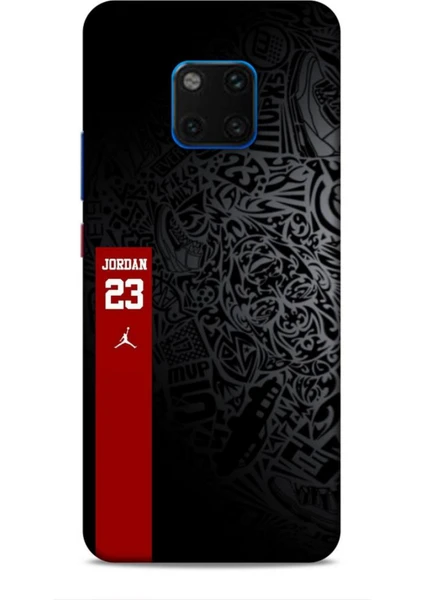 Huawei Mate 20 Pro Kılıf Basketbolcular 4 Jordan 23 Siyah Kırmızı Silikon Kılıf