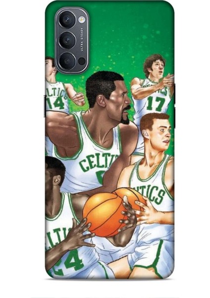 Oppo Reno 4 Kılıf Basketbolcular 26 Jayson Celtics Yeşil Soft Kapak