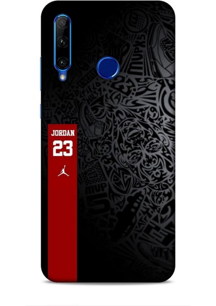 Honor 20 Lite Kılıf Basketbolcular 4 Jordan 23 Siyah Kırmızı Silikon Kılıf