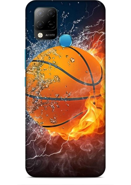 Infinix Hot 10T Kılıf Basketbolcular 30 Basketbol Topu Kenarları Şeffaf Kapak
