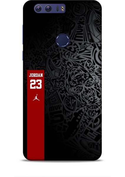 Honor 8A Kılıf Basketbolcular 4 Jordan 23 Siyah Kırmızı Silikon Kılıf