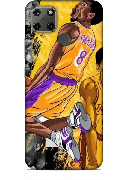 Realme C25Y Kılıf Basketbolcular 8 Bryant 8 Sarı Baskılı Kılıf