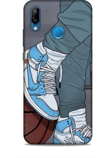 Huawei P20 Lite Kılıf Basketbolcular 3 Ayakkabı Mavi Arka Kapak