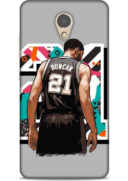 Lenovo P2 Kılıf Basketbolcular 27 Duncan 21 Gri Lazer Kesim Silikon