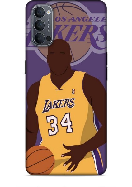 Oppo Reno 4 Kılıf Basketbolcular 24 Lakers Kahverengi Darbe Emici Kılıf