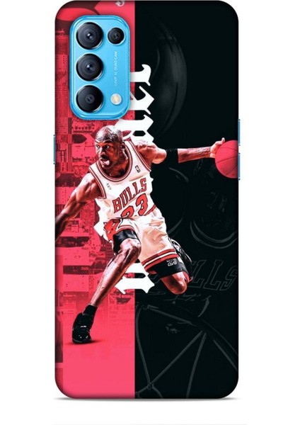Oppo Reno 5 Kılıf Basketbolcular 5 Jordan Bulls Beyaz Koruma Kılıfı