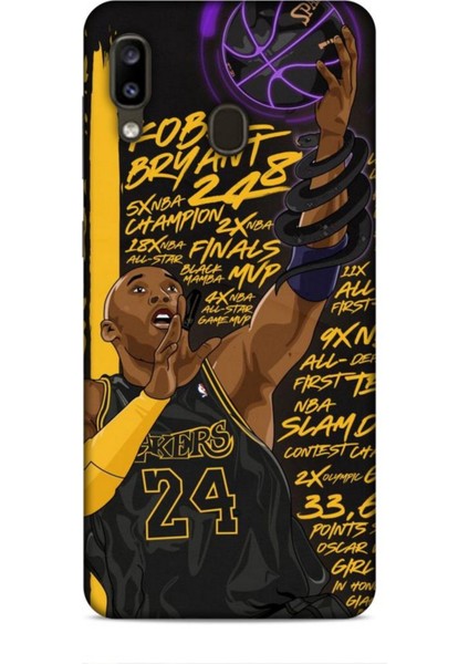 Samsung Galaxy A20 Kılıf Basketbolcular 7 Kobe 24 Siyah Sarı Desenli Kılıf