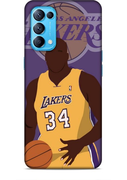 Oppo Reno 5 Kılıf Basketbolcular 24 Lakers Kahverengi Darbe Emici Kılıf