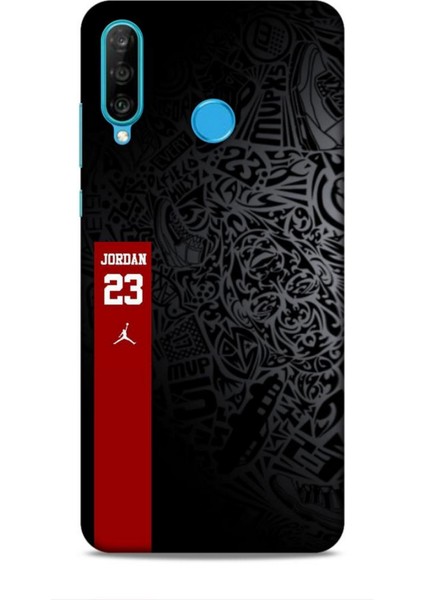 Huawei P30 Kılıf Basketbolcular 4 Jordan 23 Siyah Kırmızı Silikon Kılıf