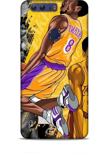 Honor 8A Kılıf Basketbolcular 8 Bryant 8 Sarı Baskılı Kılıf